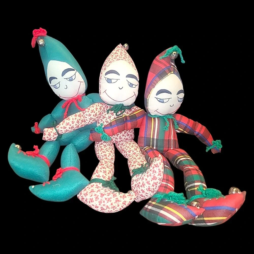 3 Vintage‎ Handmade Christmas Elf Pixie Dolls 20